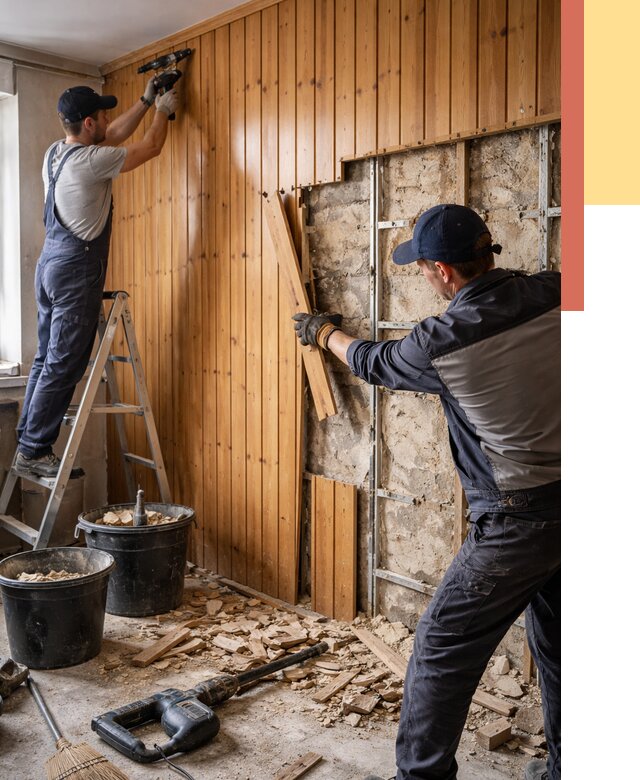 Демонтаж вагонки со стен в Канаше от 1489 руб. — снятие, удаление, срочно | ОТДЕЛОЧНИК-Кна