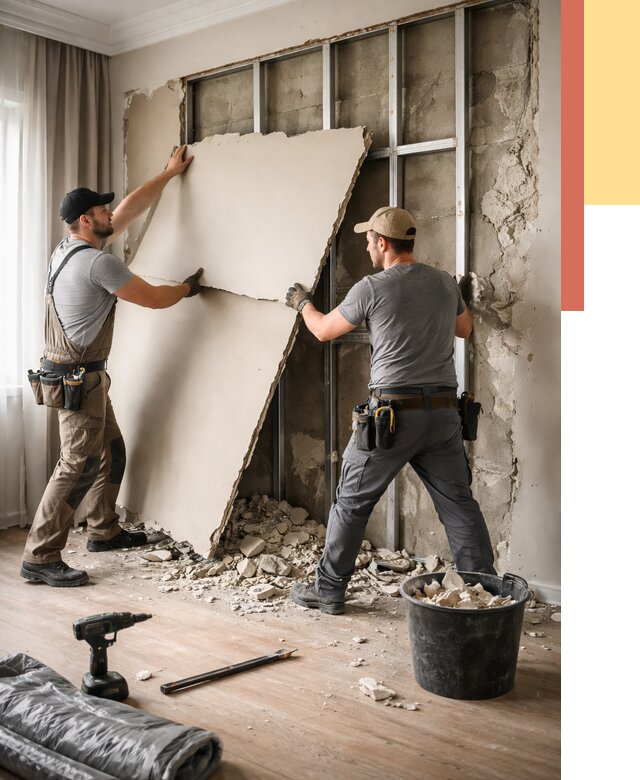 Демонтаж гипсокартона со стен в Канаше от 360 руб. — услуги демонтажа | ОТДЕЛОЧНИК-Кна