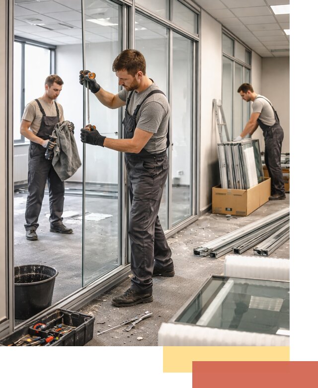 Демонтаж стеклянных перегородок в Канаше быстро и безопасно