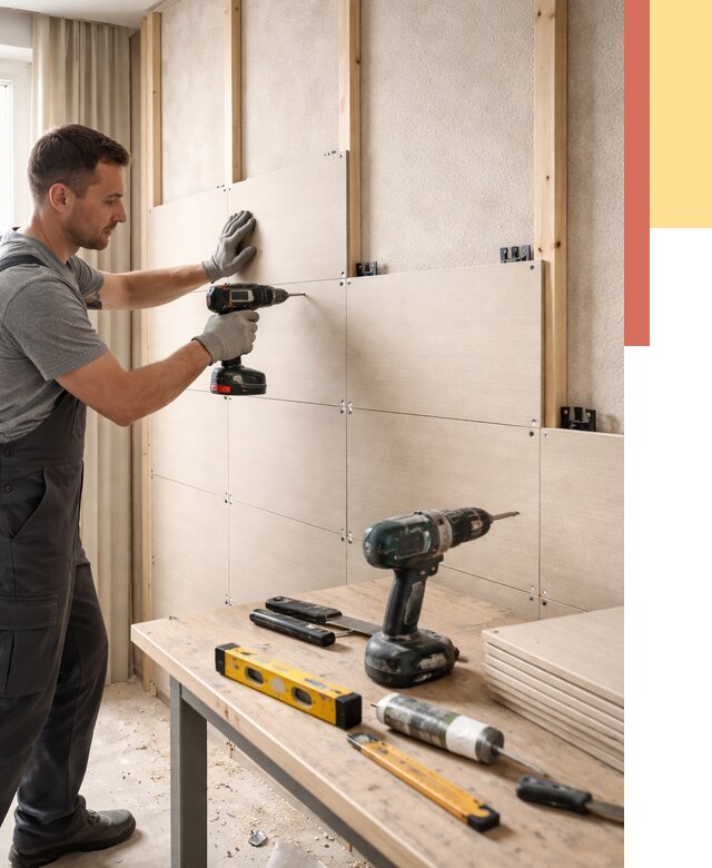 Монтаж МДФ панелей на стены в Канаше от 1284 руб. под ключ | ОТДЕЛОЧНИК-Кна