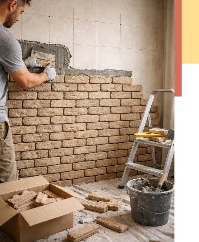 Монтаж декоративного кирпича в Канаше от 3287 руб./м² — быстро и недорого | ОТДЕЛОЧНИК-Кна