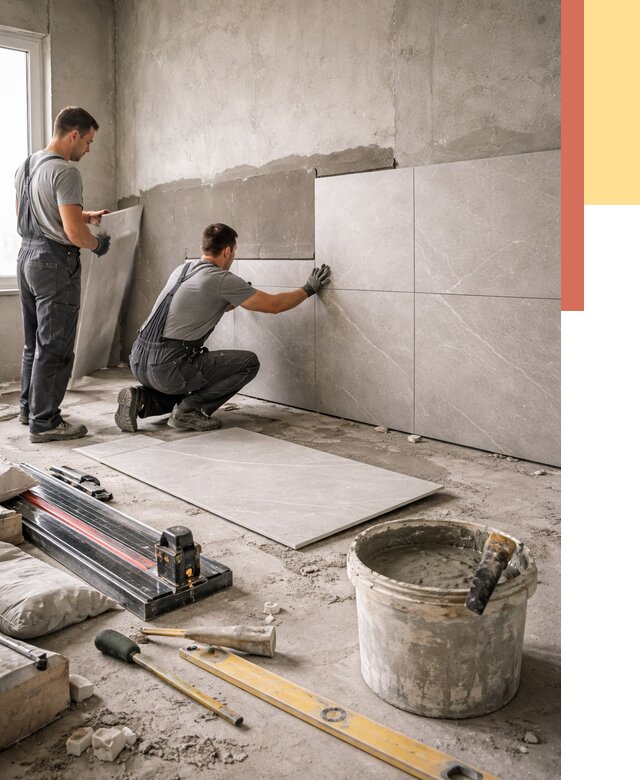 Облицовка стен керамогранитом в Канаше от 4314 руб./м² — услуги под ключ | ОТДЕЛОЧНИК-Кна