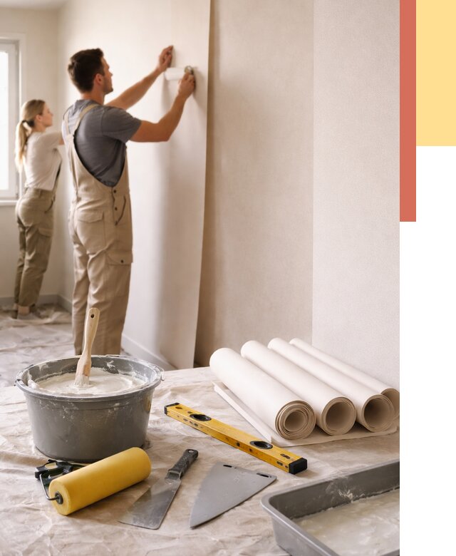 Поклейка бумажных обоев в Канаше от 5650 руб./м2 — быстро и недорого | ОТДЕЛОЧНИК-Кна