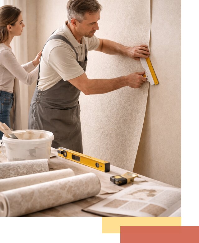 Поклейка обоев с подбором рисунка в Канаше