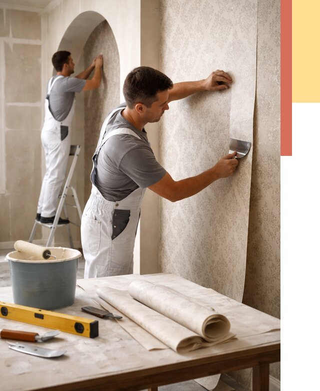 Поклейка обоев на сложные стены в Канаше от 2876 руб. под ключ | ОТДЕЛОЧНИК-Кна