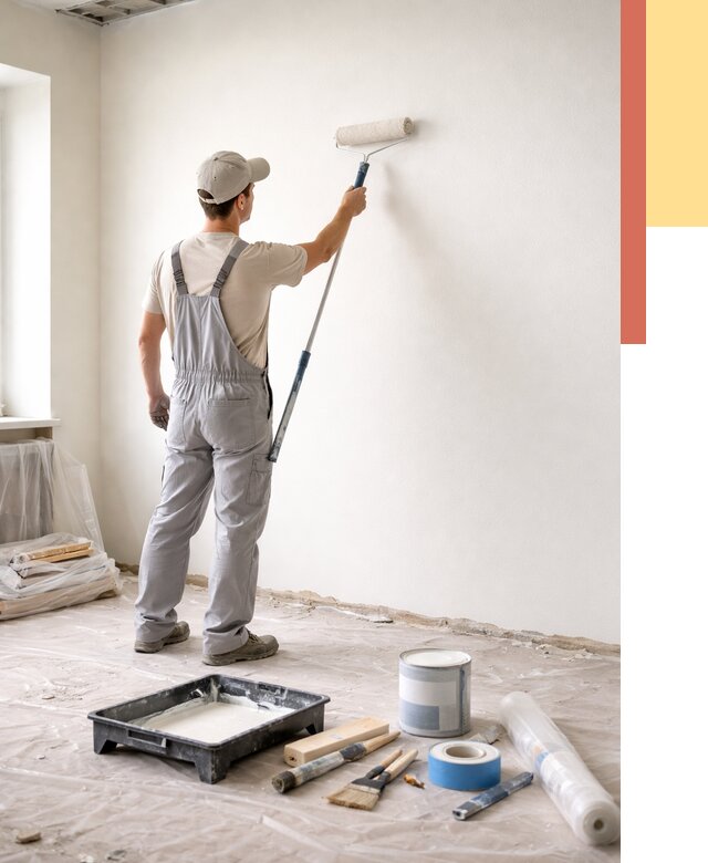 Покраска стен водоэмульсионной краской в Канаше от 462 руб. за м² | ОТДЕЛОЧНИК-Кна