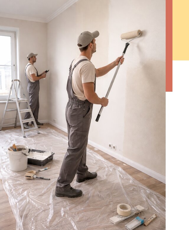 Покраска стен акриловой краской в Канаше от 3595 руб./м² — быстро и недорого | ОТДЕЛОЧНИК-Кна