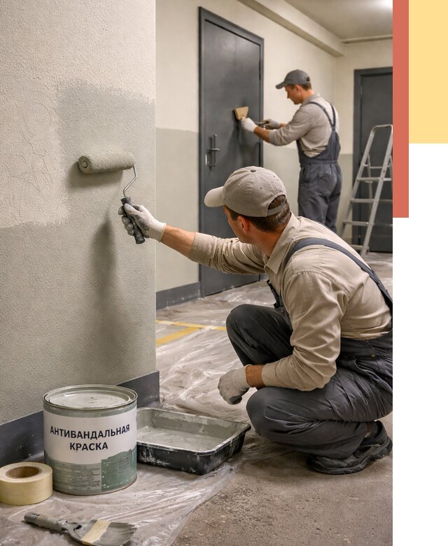 Покраска стен антивандальной краской в Канаше от 4622 руб./м² под ключ | ОТДЕЛОЧНИК-Кна