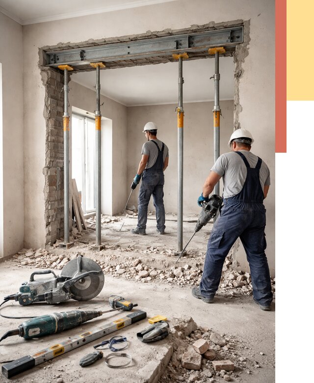 Прорезка проема в стене в Канаше от 4622 руб. — быстро и недорого | ОТДЕЛОЧНИК-Кна