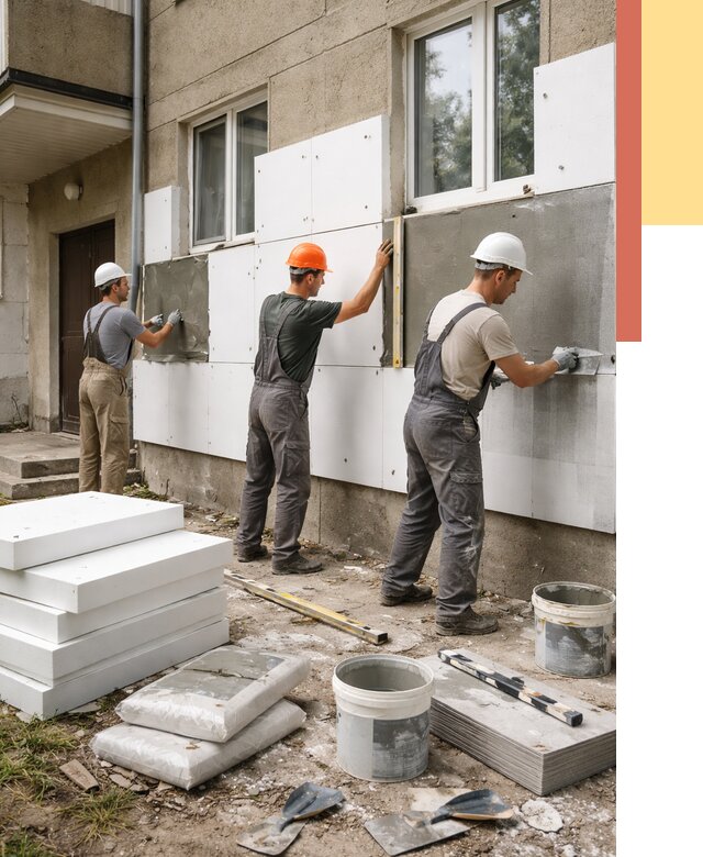 Утепление стен пенопластом в Канаше от 1798 руб. — недорого и под ключ | ОТДЕЛОЧНИК-Кна