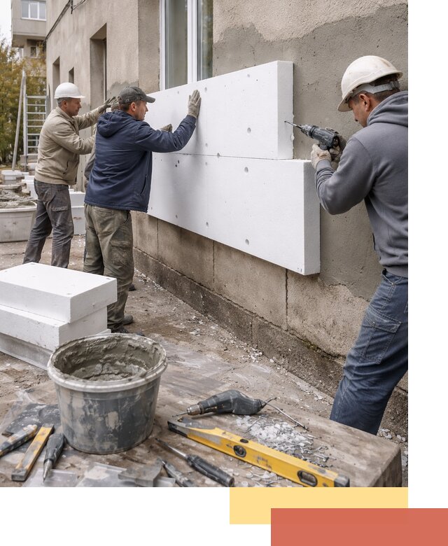 Утепление наружных стен пенопластом в Канаше