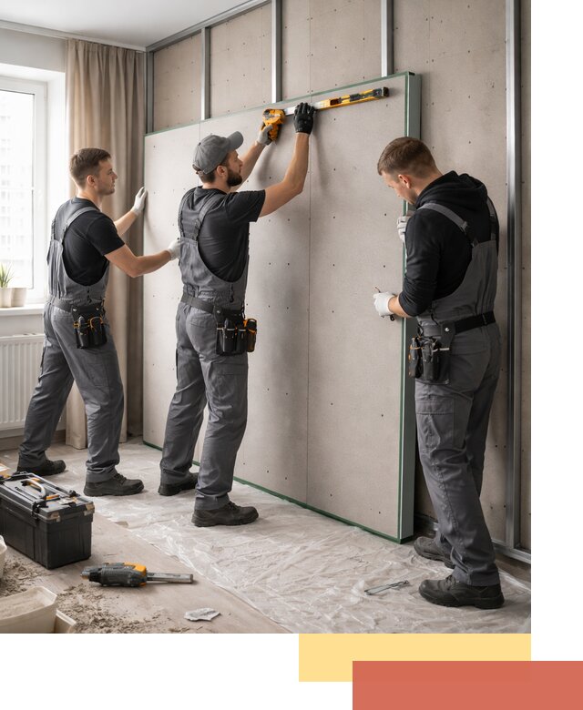 Шумоизоляция стен панелями ЗИПС в Канаше для жилых и коммерческих помещений