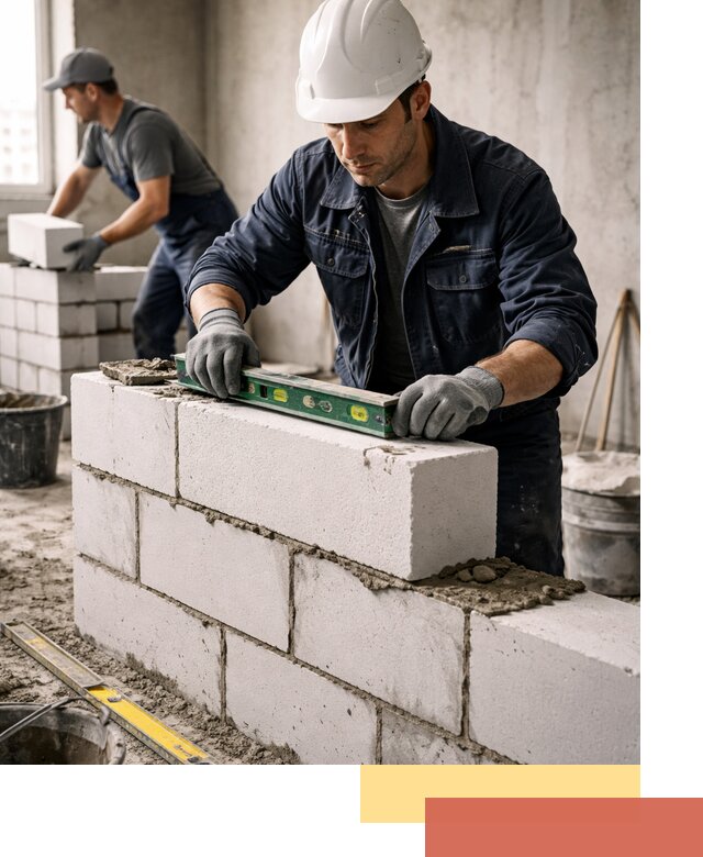 Кладка перегородок из пеноблока под ключ в Канаше