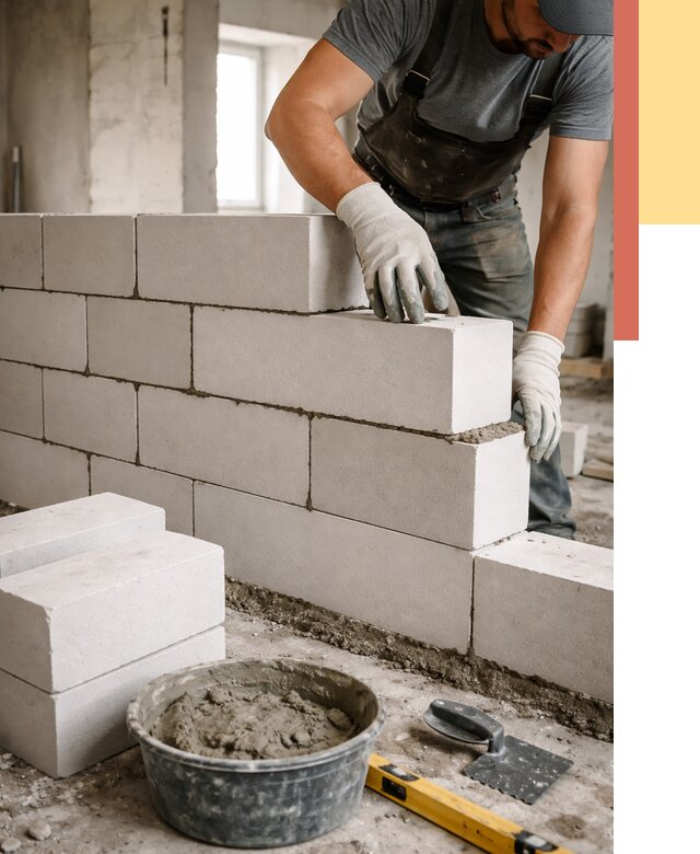 Кладка перегородок из силикатного блока в Канаше от 4109 руб. под ключ | ОТДЕЛОЧНИК-Кна