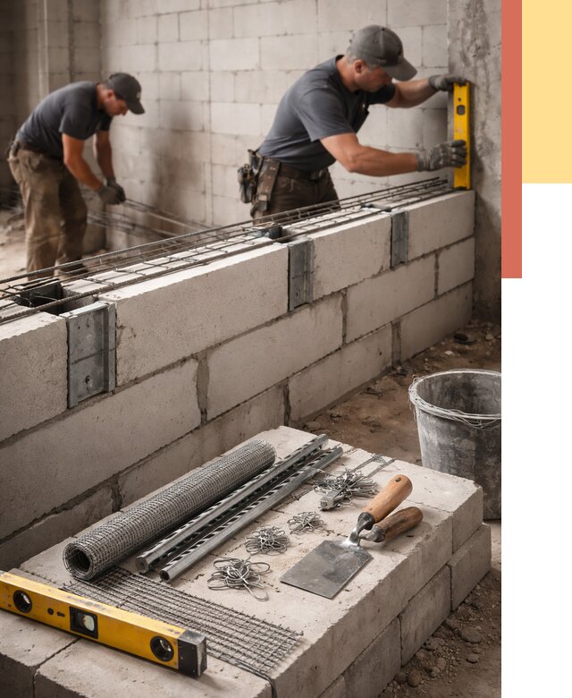 Армирование кладки перегородок в Канаше от 770 руб. под ключ | ОТДЕЛОЧНИК-Кна