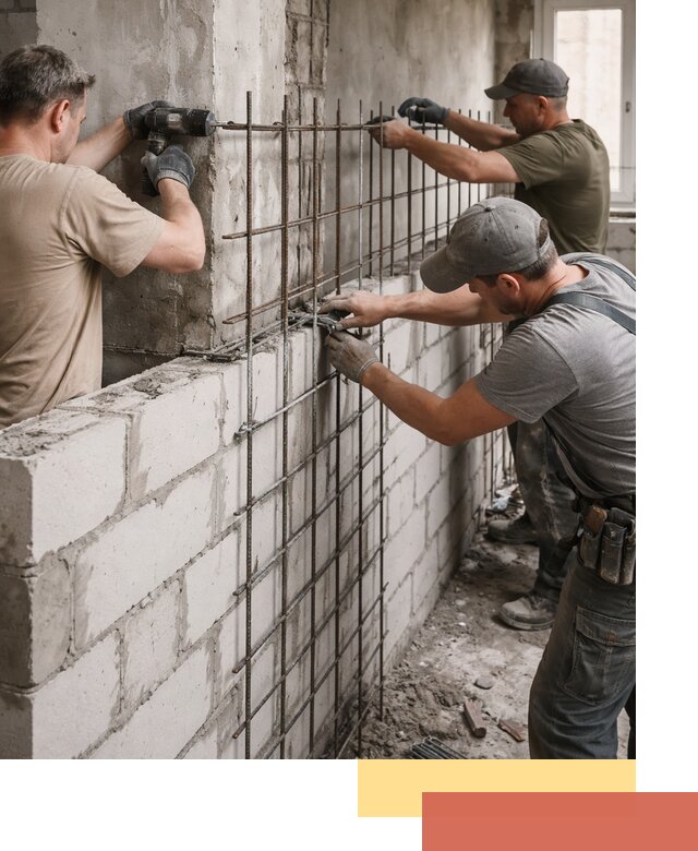 Армирование кладки перегородок в Канаше профессионально и надёжно