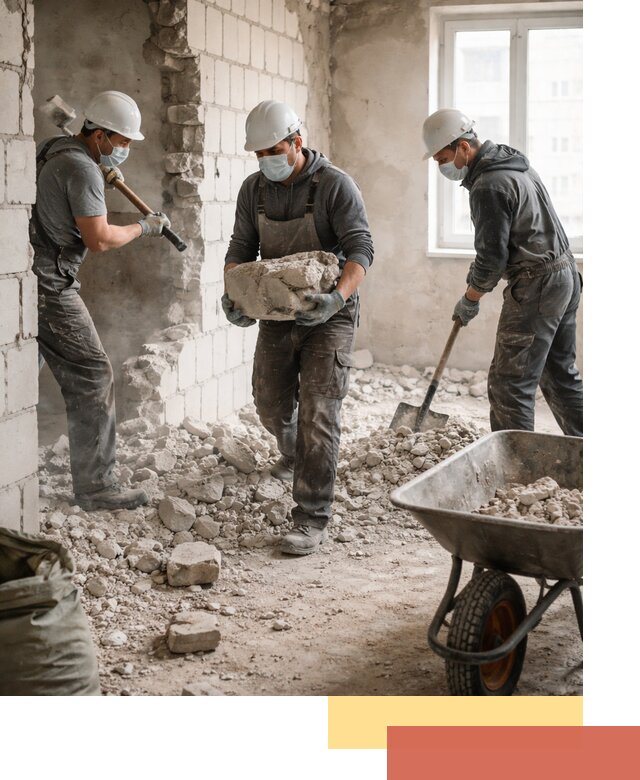 Демонтаж блочных перегородок в Канаше быстро и аккуратно