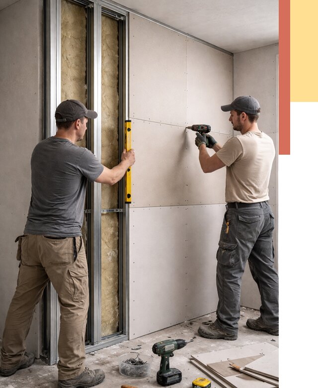 Монтаж двухслойной перегородки из гипсокартона в Канаше от 1489 руб. | ОТДЕЛОЧНИК-Кна