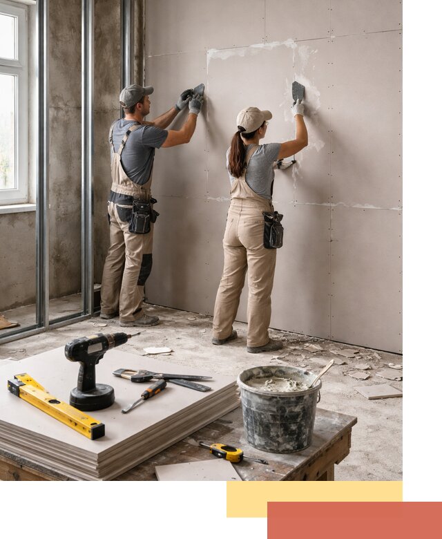 Монтаж двухслойной перегородки из гипсокартона в Канаше