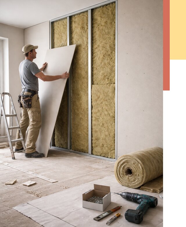 Перегородка из гипсокартона с шумоизоляцией в Канаше от 3205 руб. | ОТДЕЛОЧНИК-Кна