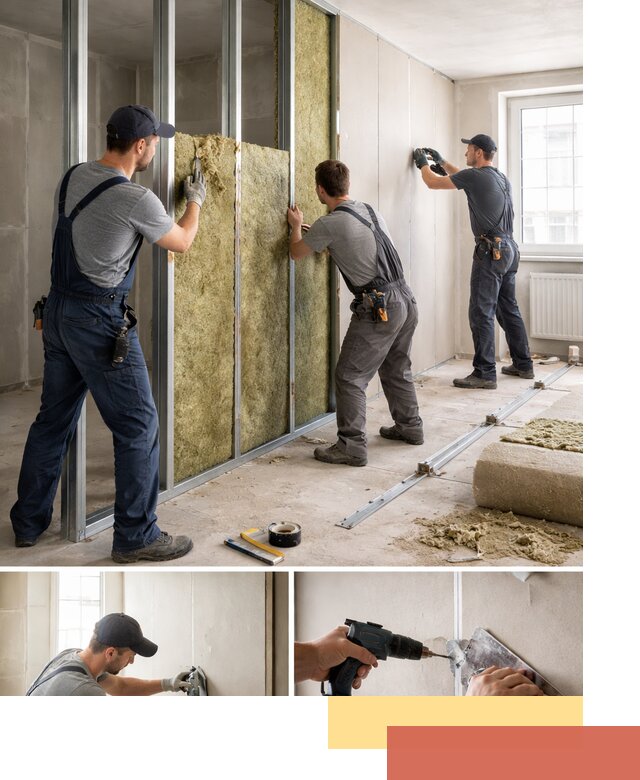 Перегородка из гипсокартона с шумоизоляцией в Канаше — монтаж под ключ