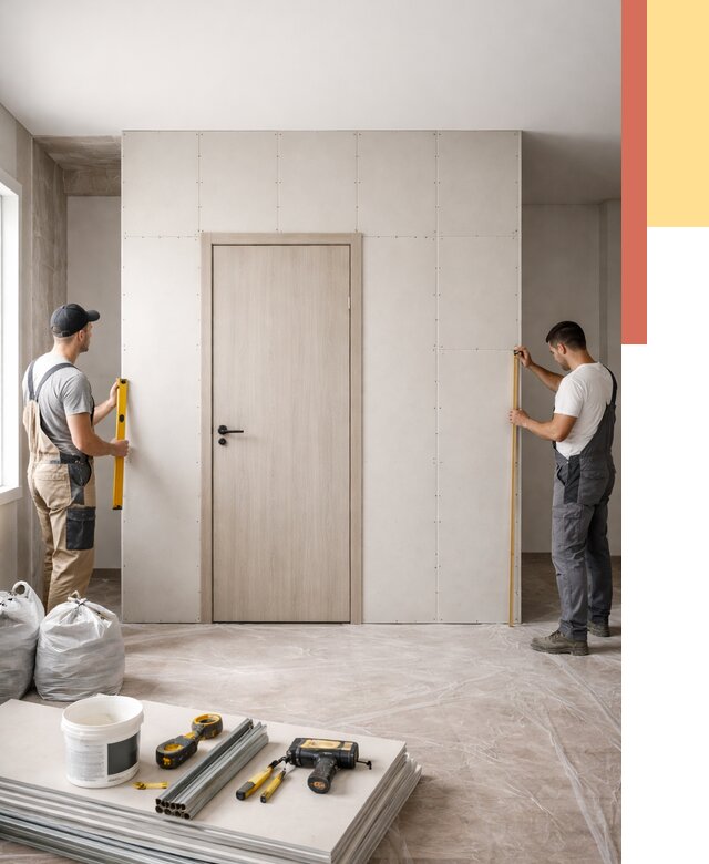 Перегородка из гипсокартона с дверью в Канаше от 4622 руб. под ключ | ОТДЕЛОЧНИК-Кна