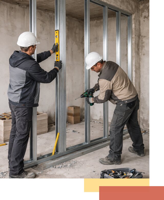 Монтаж каркаса перегородки из профиля в Канаше