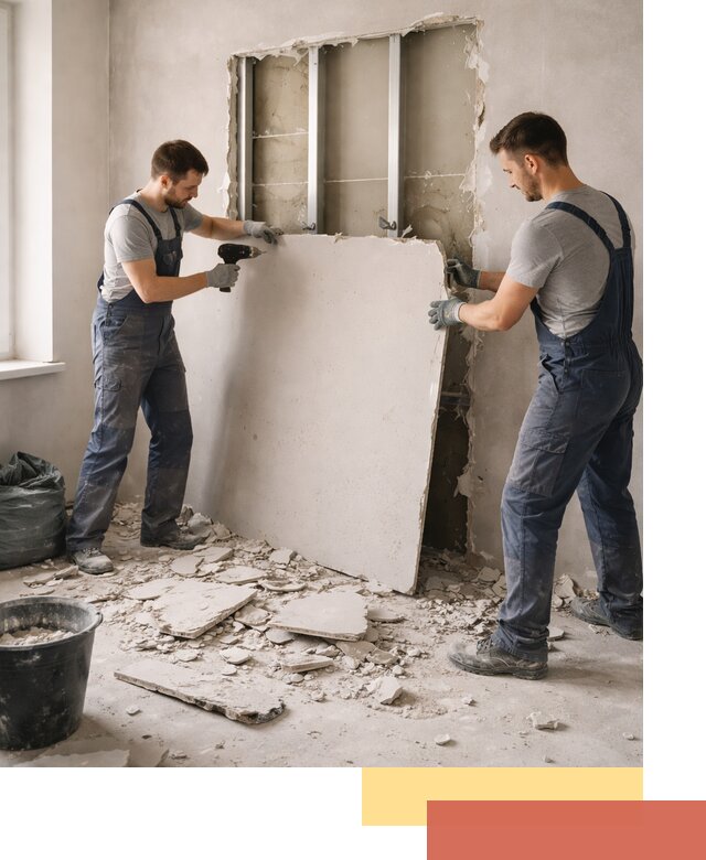 Демонтаж перегородки из гипсокартона в Канаше быстрый и аккуратный