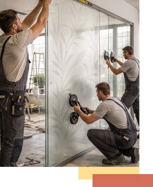 Стеклянные перегородки с рисунком на заказ в Канаше