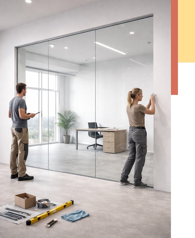 Перегородки из закаленного стекла в Канаше от 9758 руб. под ключ | ОТДЕЛОЧНИК-Кна