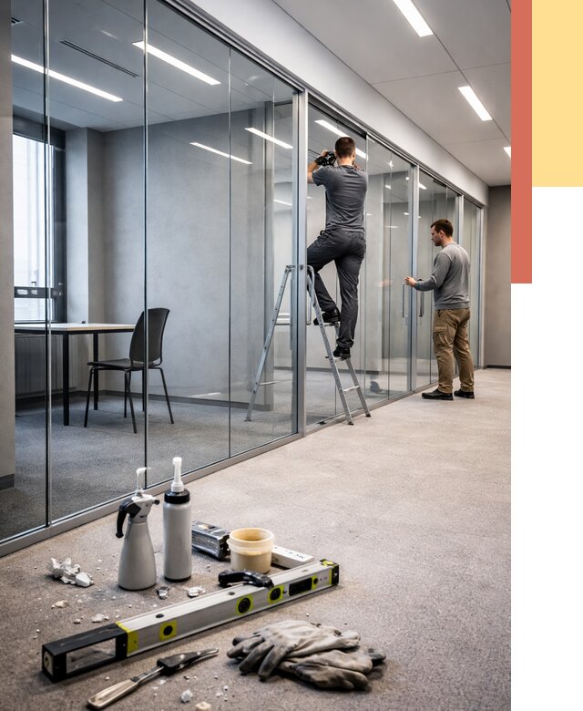 Стеклянные офисные перегородки в Канаше от 8731 руб. — монтаж и установка | ОТДЕЛОЧНИК-Кна