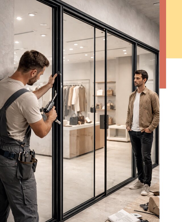 Стеклянные перегородки для магазинов в Канаше от 8423 руб. под ключ | ОТДЕЛОЧНИК-Кна