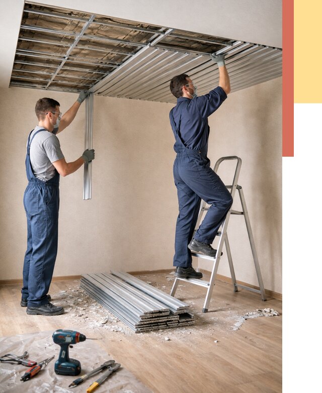 Демонтаж реечного потолка в Канаше от 4622 руб. быстро и недорого | ОТДЕЛОЧНИК-Кна