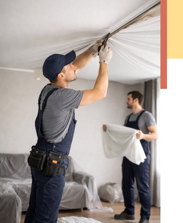 Демонтаж натяжного потолка в Канаше от 4622 руб. — снятие и разбор под ключ | ОТДЕЛОЧНИК-Кна