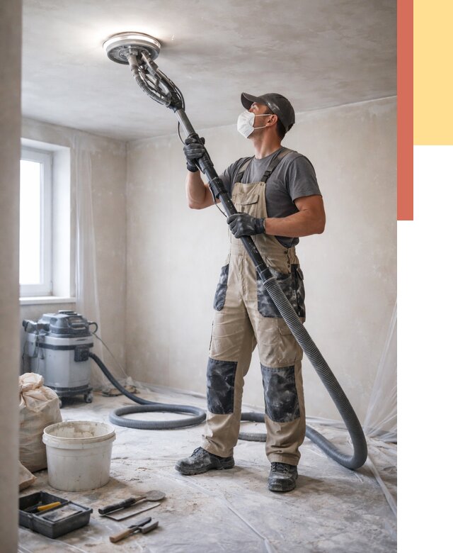 Шлифовка потолка в Канаше от 3595 руб. — услуги шлифования потолка | ОТДЕЛОЧНИК-Кна