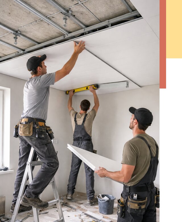 Монтаж потолка из ПВХ панелей в Канаше от 3595 руб./м2 — быстро и недорого | ОТДЕЛОЧНИК-Кна