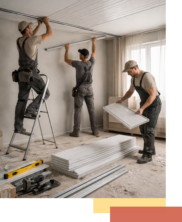 Монтаж потолка из ПВХ панелей в Канаше оперативно и качественно