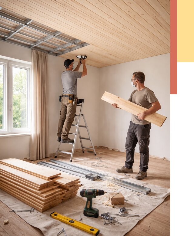 Монтаж потолка из вагонки в Канаше от 6677 руб. | Быстро и недорого — ОТДЕЛОЧНИК-Кна