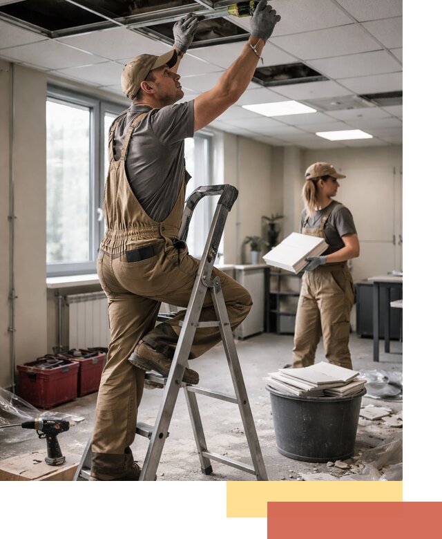 Ремонт потолка Армстронг и замена плит в Канаше