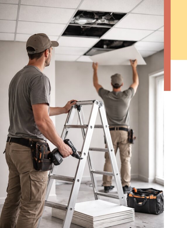 Обслуживание подвесного потолка в Канаше от 3595 руб. — быстро и недорого | ОТДЕЛОЧНИК-Кна