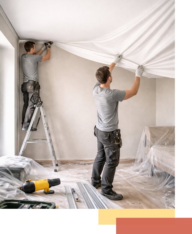 Монтаж тканевого натяжного потолка в Канаше недорого и быстро