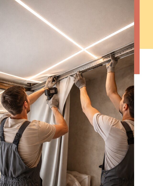 Монтаж натяжного потолка со световыми линиями в Канаше от 1233 руб. | ОТДЕЛОЧНИК-Кна