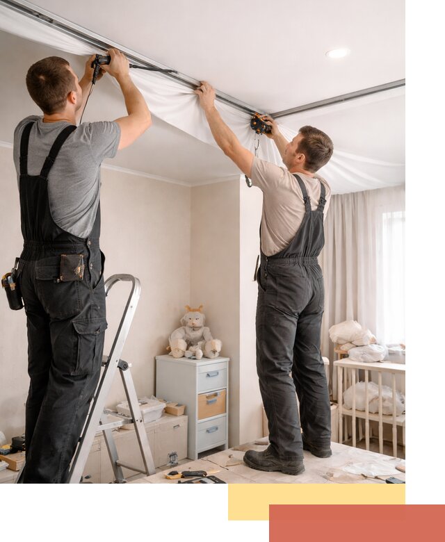 Монтаж натяжного потолка в детской комнате в Канаше