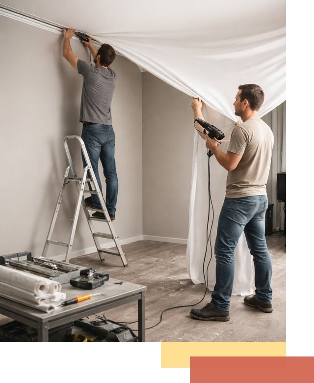 Монтаж натяжного потолка в студии в Канаше