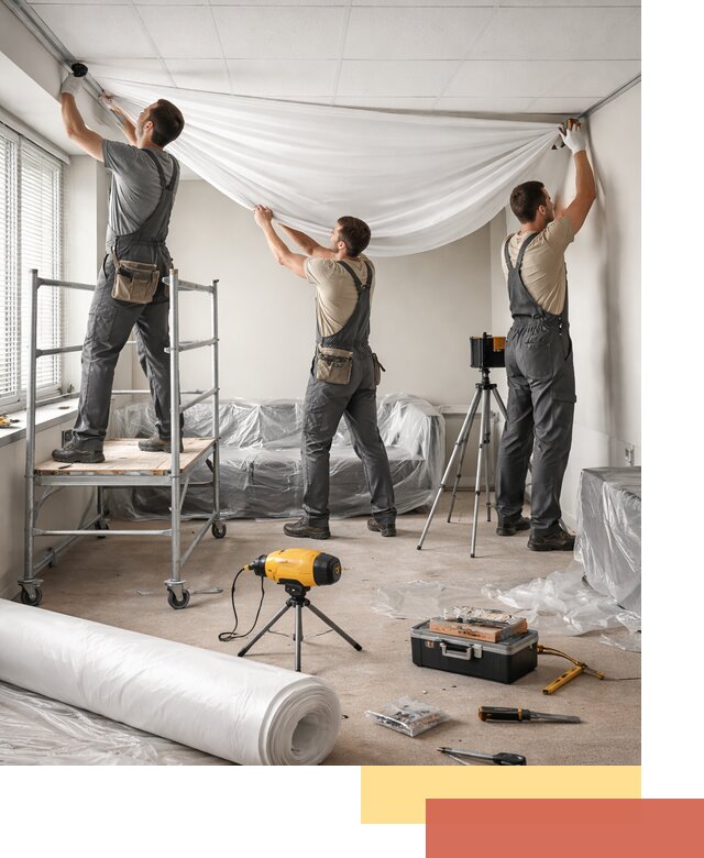 Монтаж натяжного потолка в офисе в Канаше