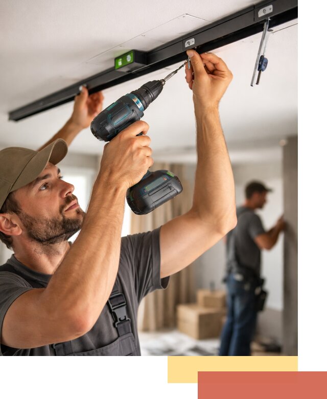 Установка трековых светильников в натяжной потолок в Канаше