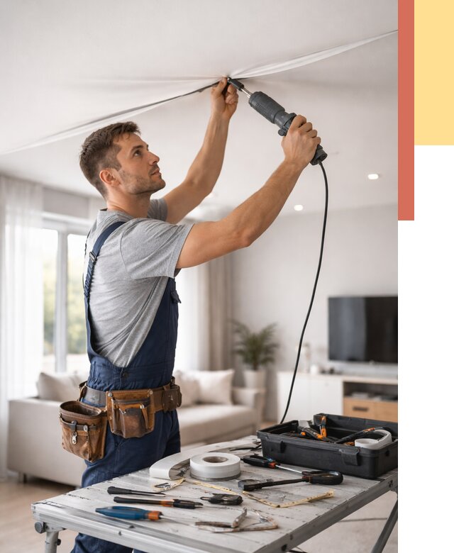 Ремонт натяжных потолков в Канаше от 9758 руб. под ключ — ОТДЕЛОЧНИК-Кна