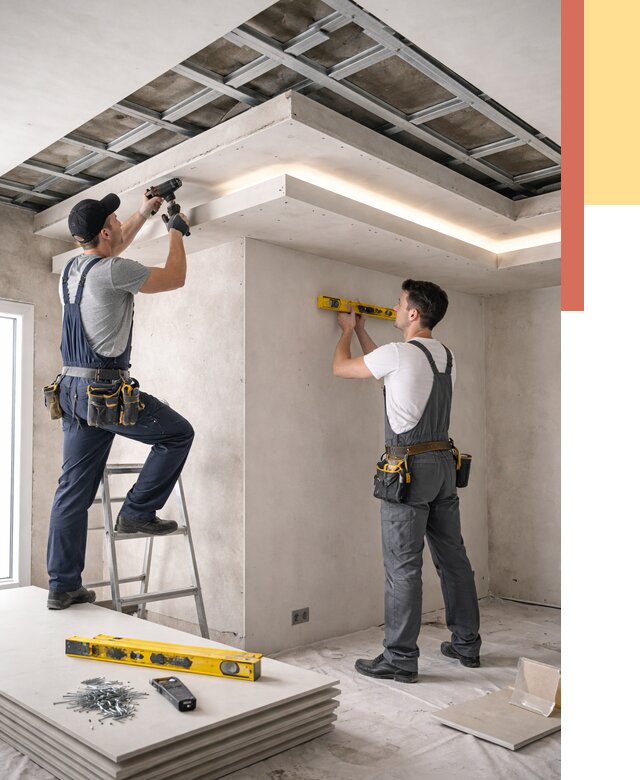 Двухуровневый потолок из гипсокартона в Канаше от 1489 руб. под ключ | ОТДЕЛОЧНИК-Кна