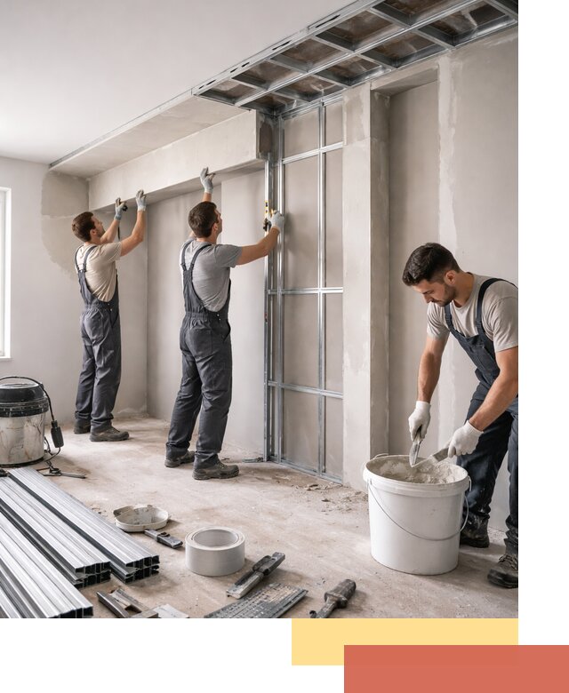 Монтаж потолка из гипсокартона с нишей в Канаше