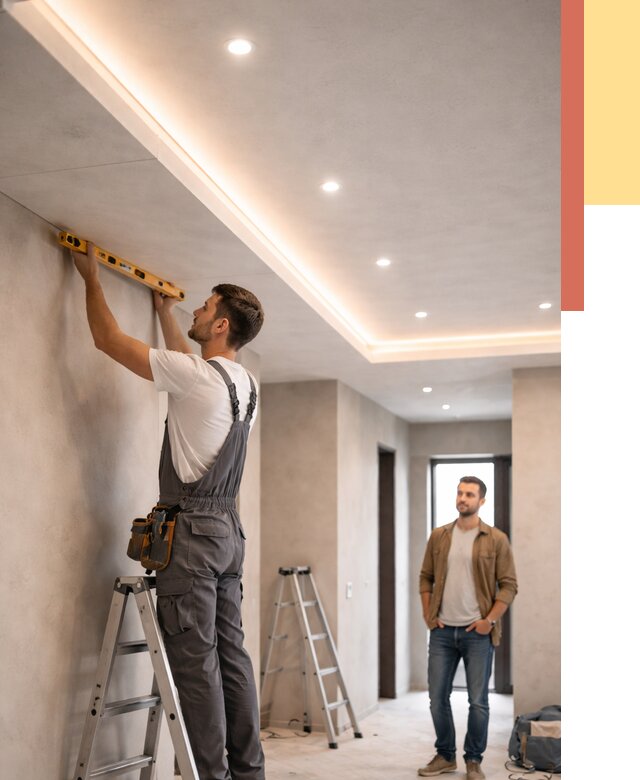 Потолок из гипсокартона с подсветкой в Канаше от 770 руб./м2 под ключ | ОТДЕЛОЧНИК-Кна